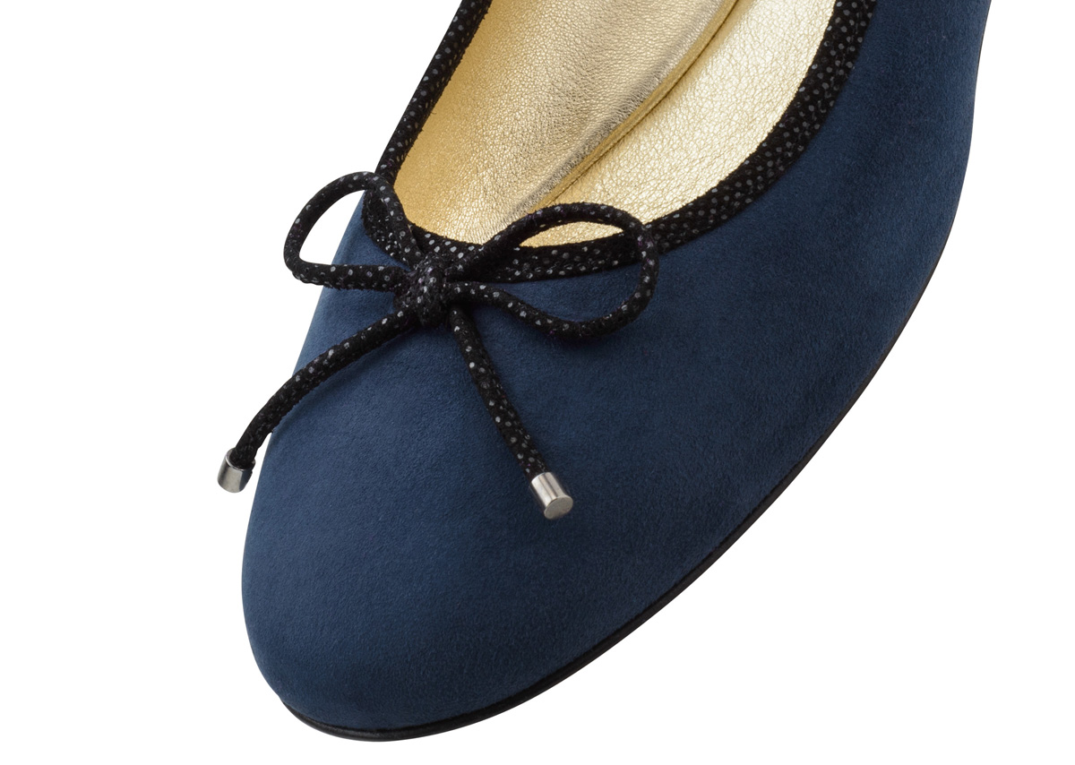 Ballerina Dana - Werner Kern Ballerinas Navy blauer Ballerina Dana aus weichem Wildleder und schwarzer Schleife