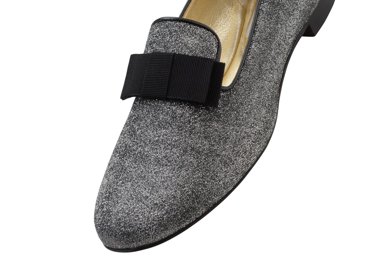 Loafer Linn Lässiger Loafer aus feinem englischen Brokat und schwarzer Schleife