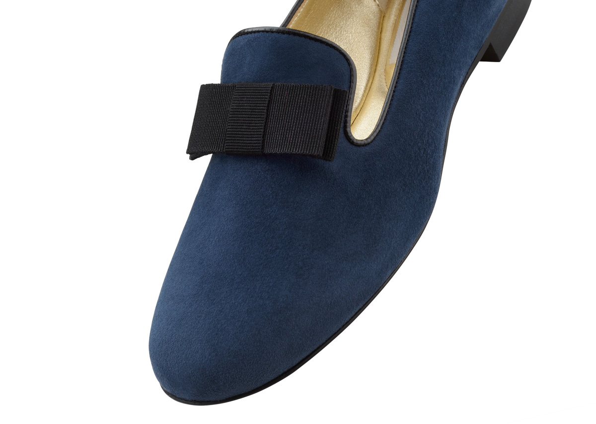 Loafer Ive - Ballerinas by Werner Kern Dunkelblauer Loafer von Werner Kern aus Wildleder und schwarzer Schleife