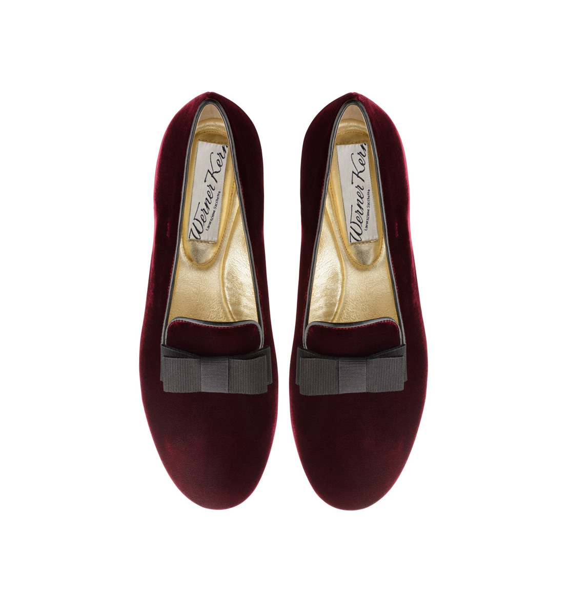 Ava Loafer aus Samt in rot mit einer schwarzen Rips-Schleife